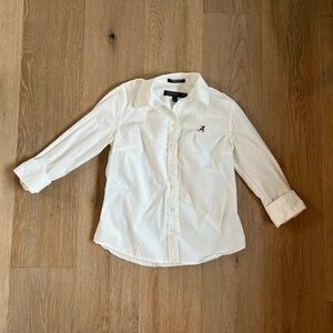 The University of Alabama White Collard Button Up with Crimson “A” Logo